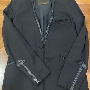 Zara Limited Edition Ripped Zip Black Smart Blazer Size M